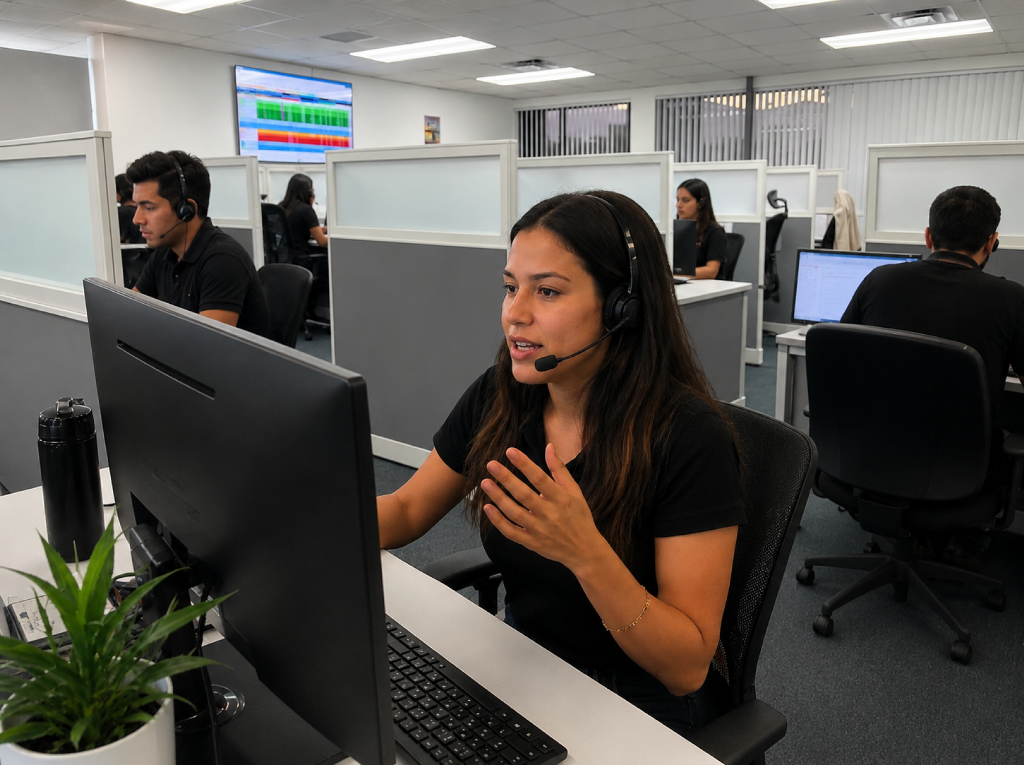 Man speaking with a customer on the phone